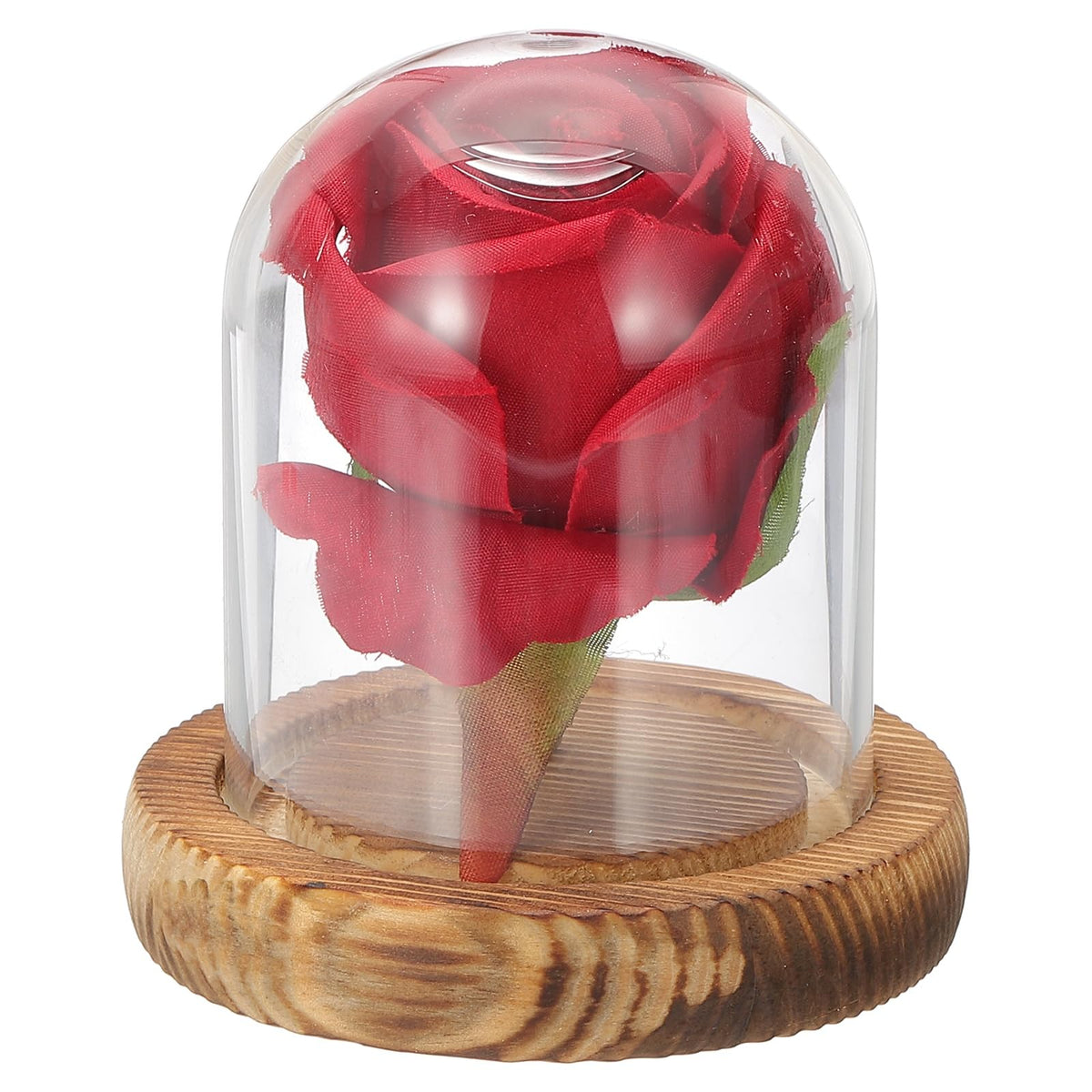 sourcing map Glass Cloche Display Dome, 3.1" x 2.5" Glass Dome Display Case Wood Base Tabletop Jar Case Decorative Bell Jar for Plant Home Decor