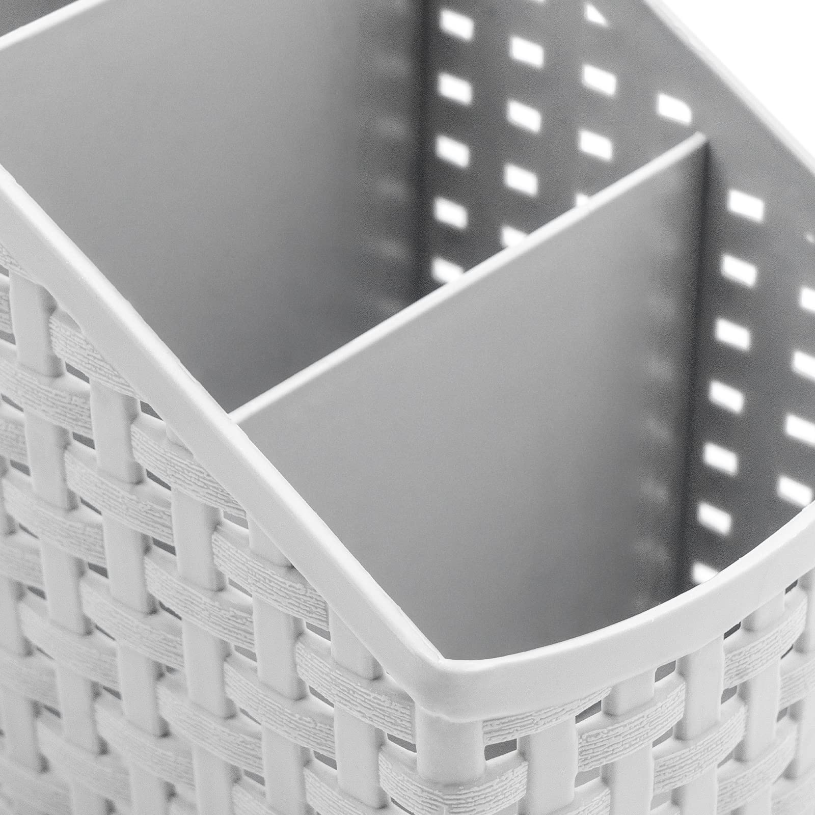 Fai Top 4 Grid Plastic Storage Basket Grey