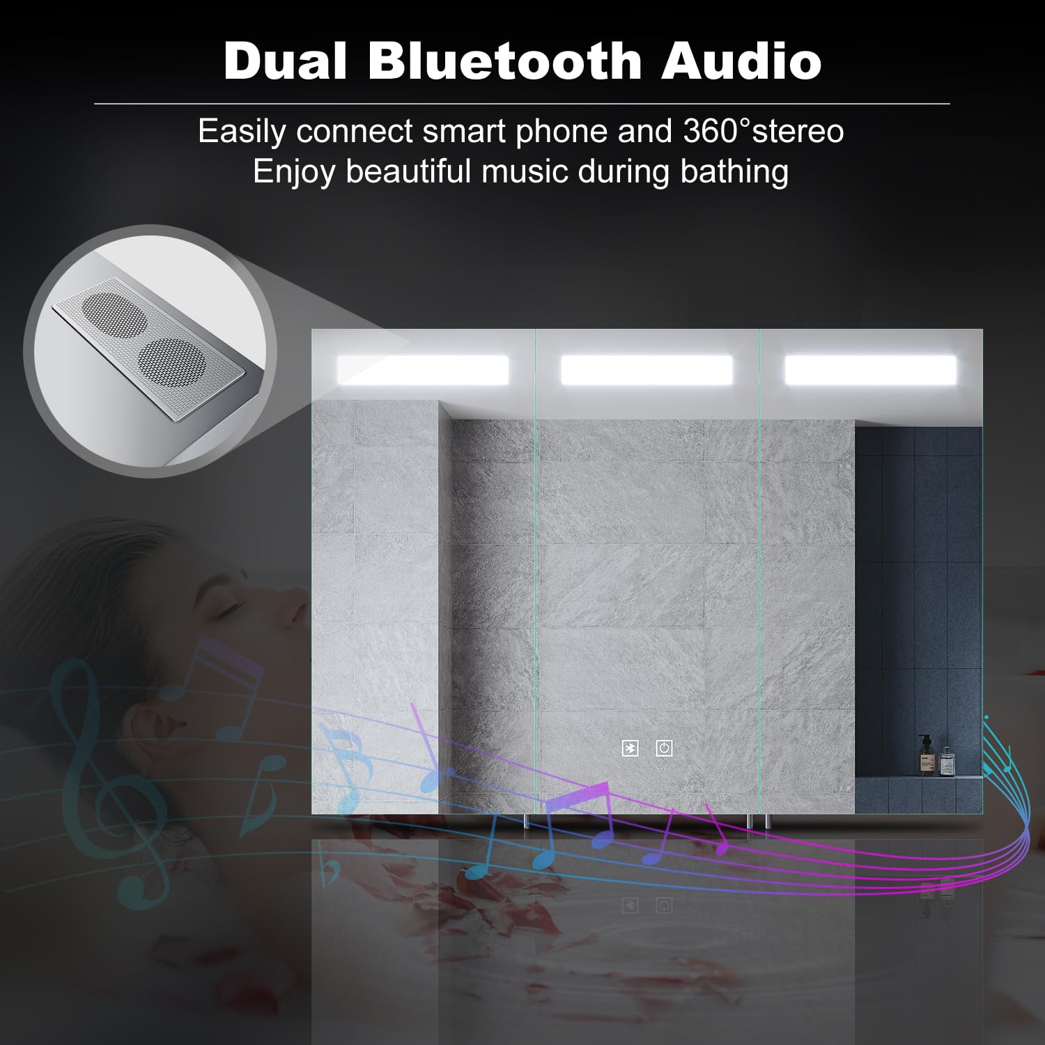 ELEGANT Illuminated Bathroom Cabinet with Mirror Large Wall Mounted Mirror Cabinet with Bluetooth, Shaver Socket, Dimmer, Touch Switch 900 x 650mm
