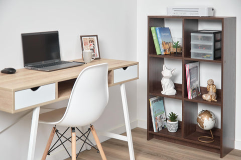 Iris Ohyama,Wooden Open Shelf, 6 Cube storage unit, Organiser, Modern design, Living room, Bedroom, Study room,WOS-6 - Brown