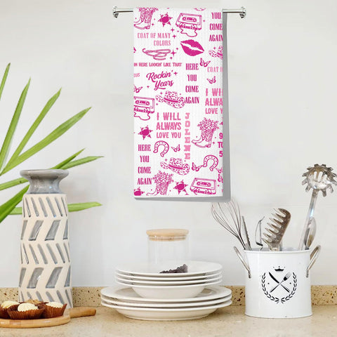 LEVLO Country Song Kitchen Towel Country Music Lover Gift Country Album Tea Towel Country Festival Fans Housewarming Gift (Always Love You)