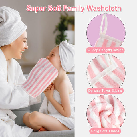 PHOGARY Face Cloths Body Wash Mitt, Super Absorbent & Soft Face Towels Facial Mitts, Reusable Makeup Remover Cloth Facial Cleansing Cloths