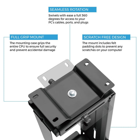 HumanCentric Adjustable Under Desk Computer Mount & Wall Mount, CPU Holder