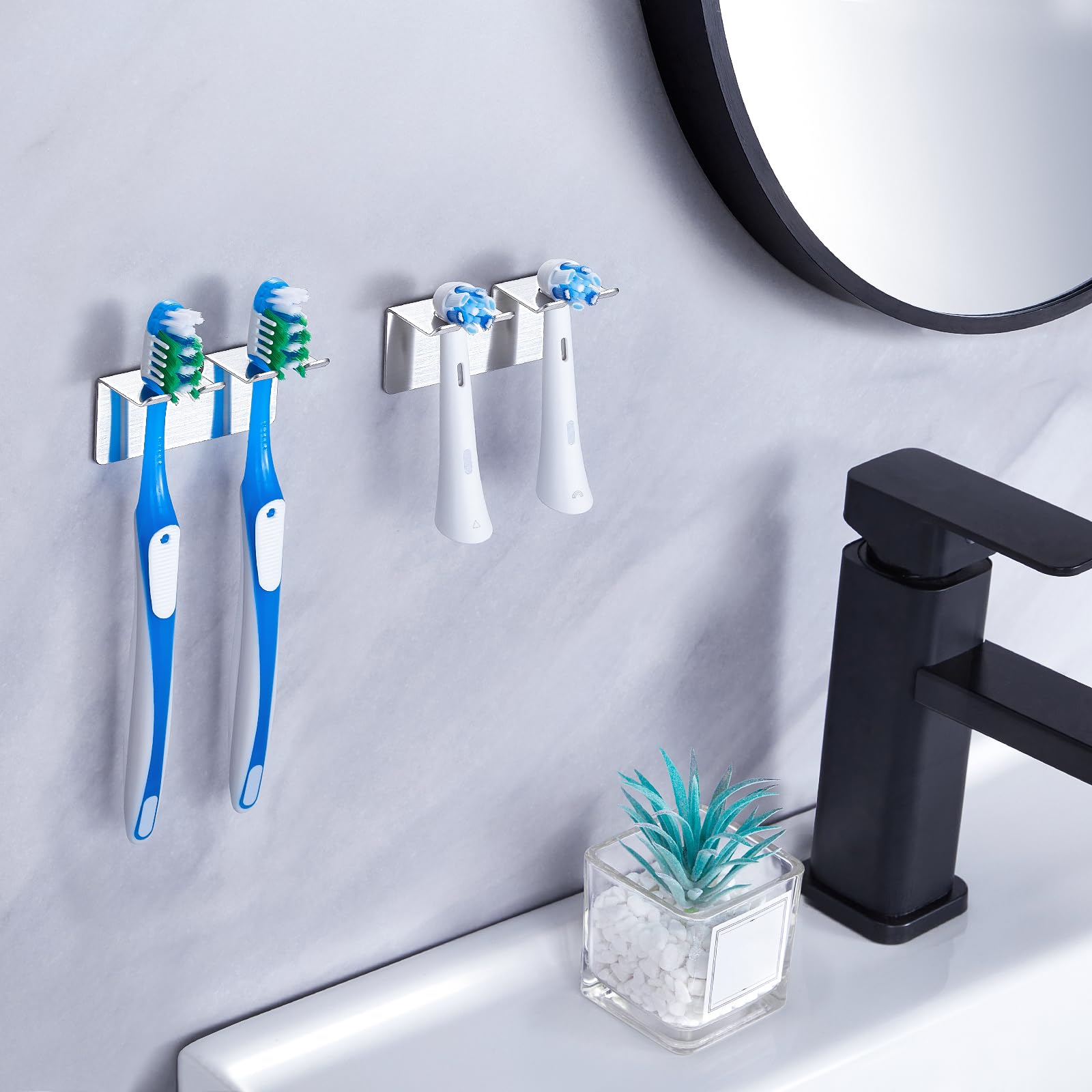YAYINLI Electric Toothbrush Head Holder, Toothbrush Holder Wall Mounted Non Screw, Anti-Rust Toothbrush Holders for Bathroom