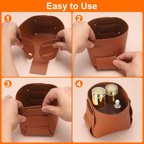 sourcing map Valet Tray Organizer, PU Leather Desktop Storage Organizer Box Tray Entryway Table Bedside Nightstand Catchall Vanity Tray for Jewelry
