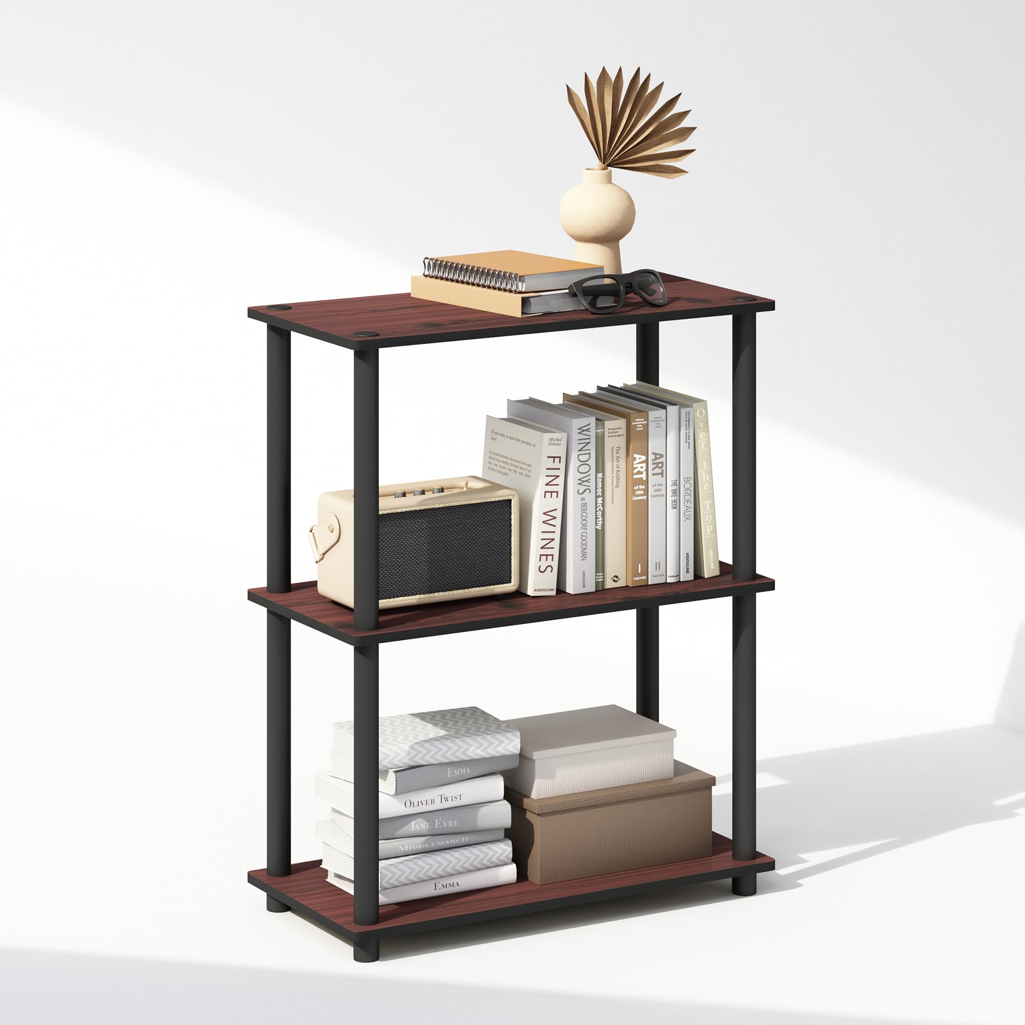 Furinno TURN-N-TUBE Book Shelf, 3-Tier Bookshelf, Bookcase with Multipurpose Compact Display Rack, 11.6 x 23.6 x 29.6, for Living Room, Bedroom