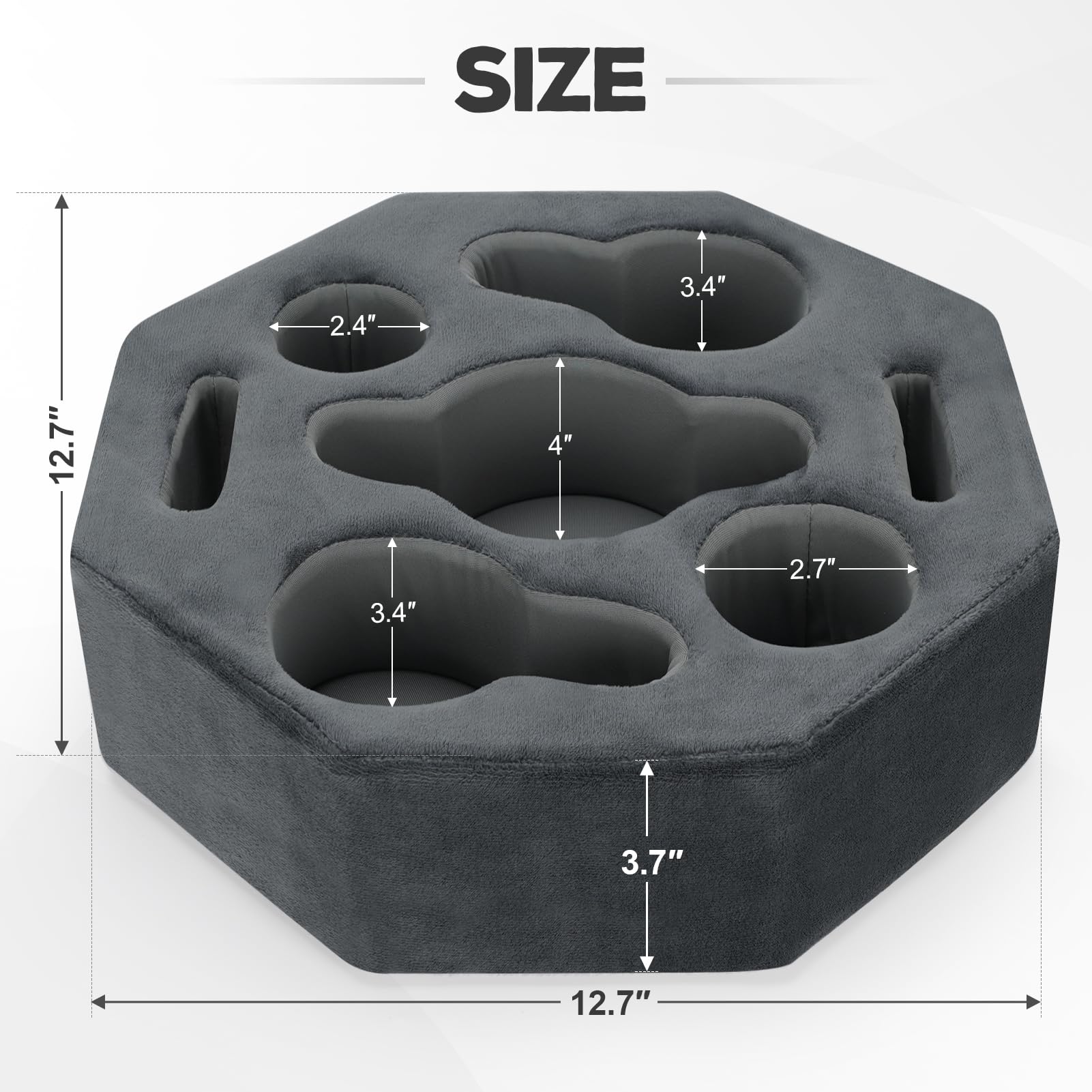 Couch Cup Holder Pillow,Couch Drink Holder,Octagon Couch Caddy for Coffee Cup,Phone,Remote,Couch Cup Holder Tray for Bed,Car,Sofa,Table (Grey)