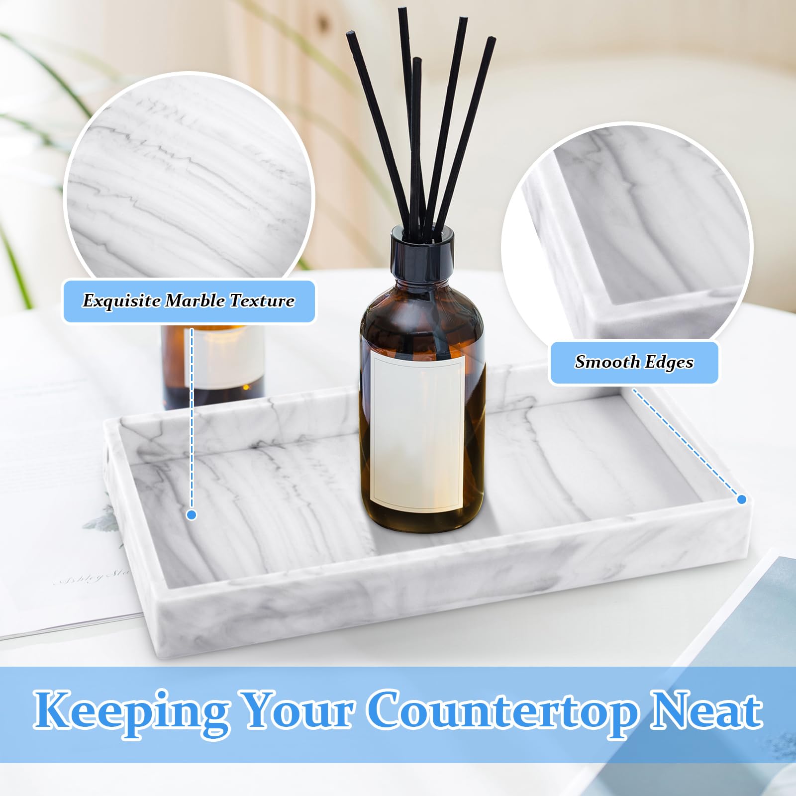 2 Pieces Bathroom Vanity Tray, Trays for Cosmetics