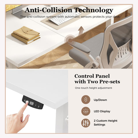Klicelor Electric Standing Desk, 2 Memory Buttons for stand & sit, 140x60