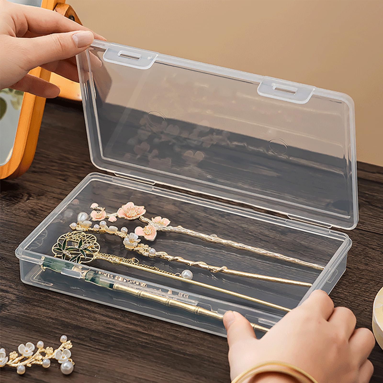 WYAN 4pcs Storage Boxes with Lids, Plastic Box, Stackable Storage Box, Clear Storage Boxes with Lids, for Home, Office, School, Storage of Sundries