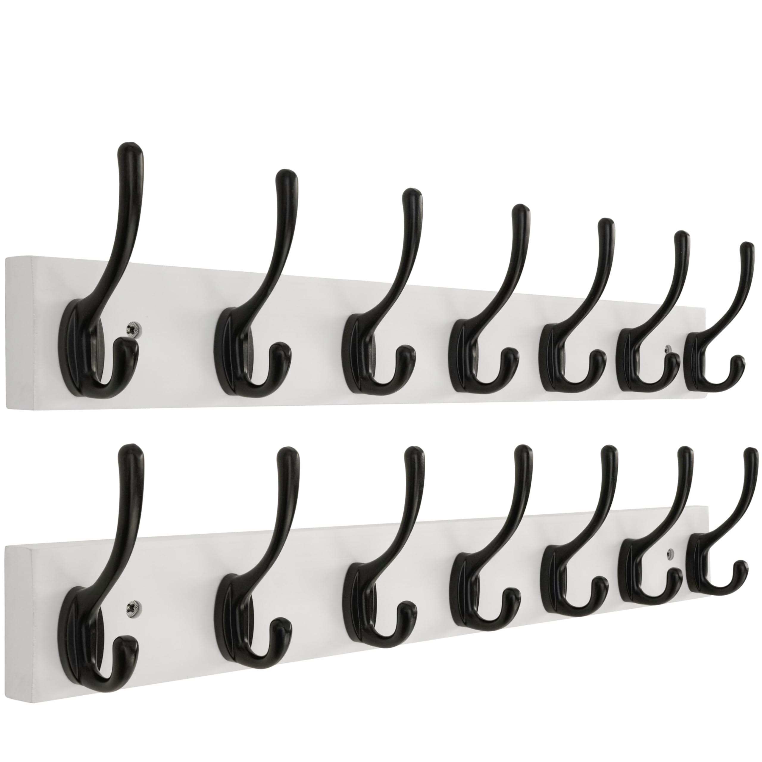 HONSKY Wall Coat Rack with 7 Double Hooks,50cm Wall Coat Hook,Wooden Coat and Towel Hanger Storage for Entryway, Bathroom, Bedroom
