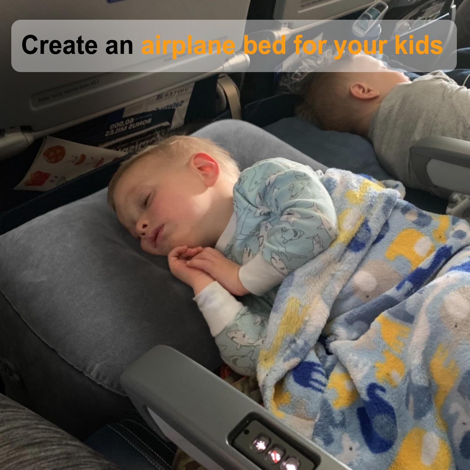 Maliton Airplane Footrest, Inflatable Foot Rest for Kids (Darkgrey, 1 Pack)