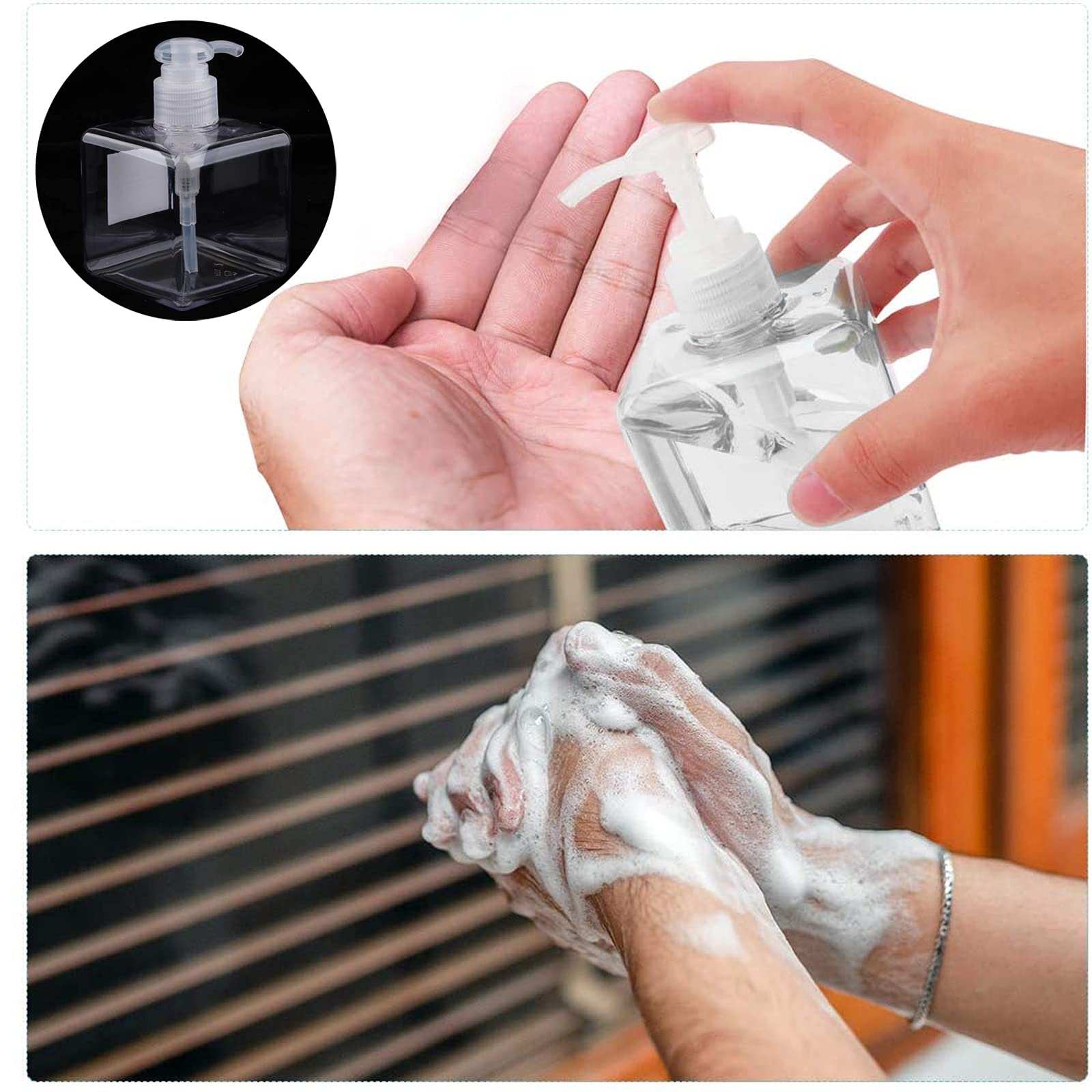 Yalbdopo 2PCS 250ml / 8.5oz Empty Pump Dispenser Bottle Refillable Plastic Lotion Pump Bottles