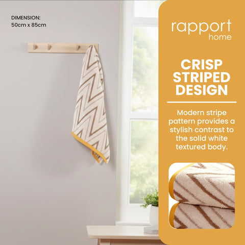 Rapport Home Helix Hand Towels 2 Pack, 50x85cm 100% Cotton - Natural