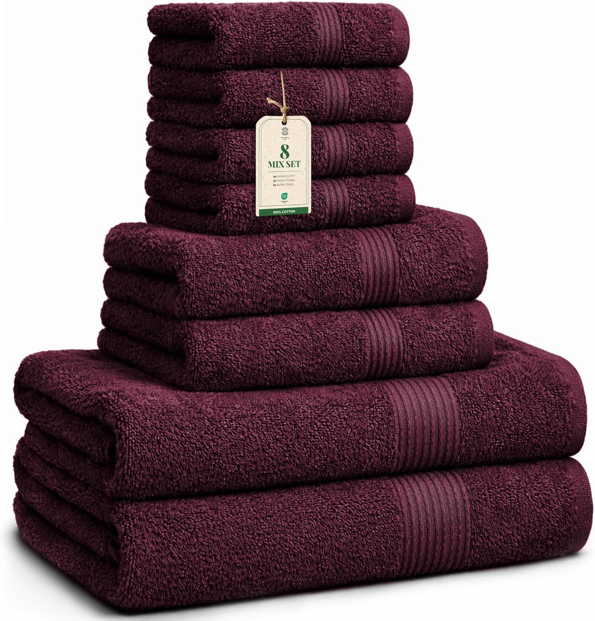 HomeBurg Luxe Set – Washcloths (30 x 30cm), Hand Towels (40 x 70cm) & Bath Towels (65 x 137 cm) – 100% Cotton, Soft, Absorbent, Easy Care, Versatile