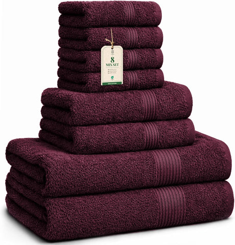HomeBurg Luxe Set – Washcloths (30 x 30cm), Hand Towels (40 x 70cm) & Bath Towels (65 x 137 cm) – 100% Cotton, Soft, Absorbent, Easy Care, Versatile