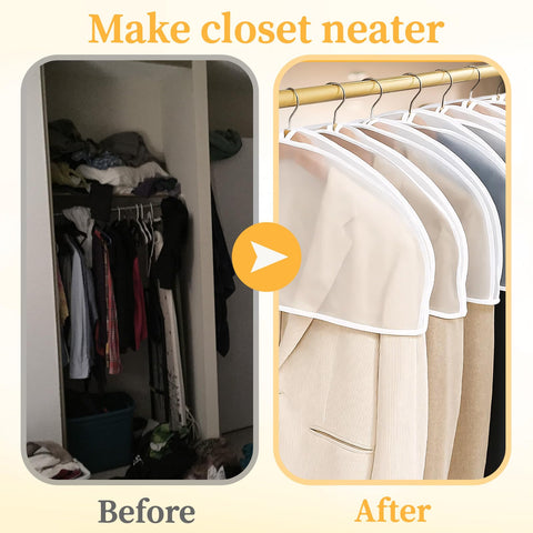 8 Pcs Clothes Covers, Suit Covers For Hanging Clothes, Suit Cover for Hanging Clothes, Suitable for Suits, Dresses,Jackets,Dress Closet Storage