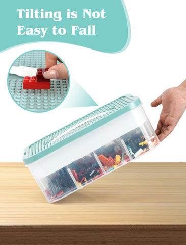 2 Layers Storage Organizer for Lego, Stackable Storage Box with Lids
