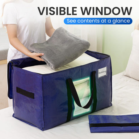 TAILI Moving Bags Extra Large Heavy Duty, Clear Window, 6 Pack Deep Blue