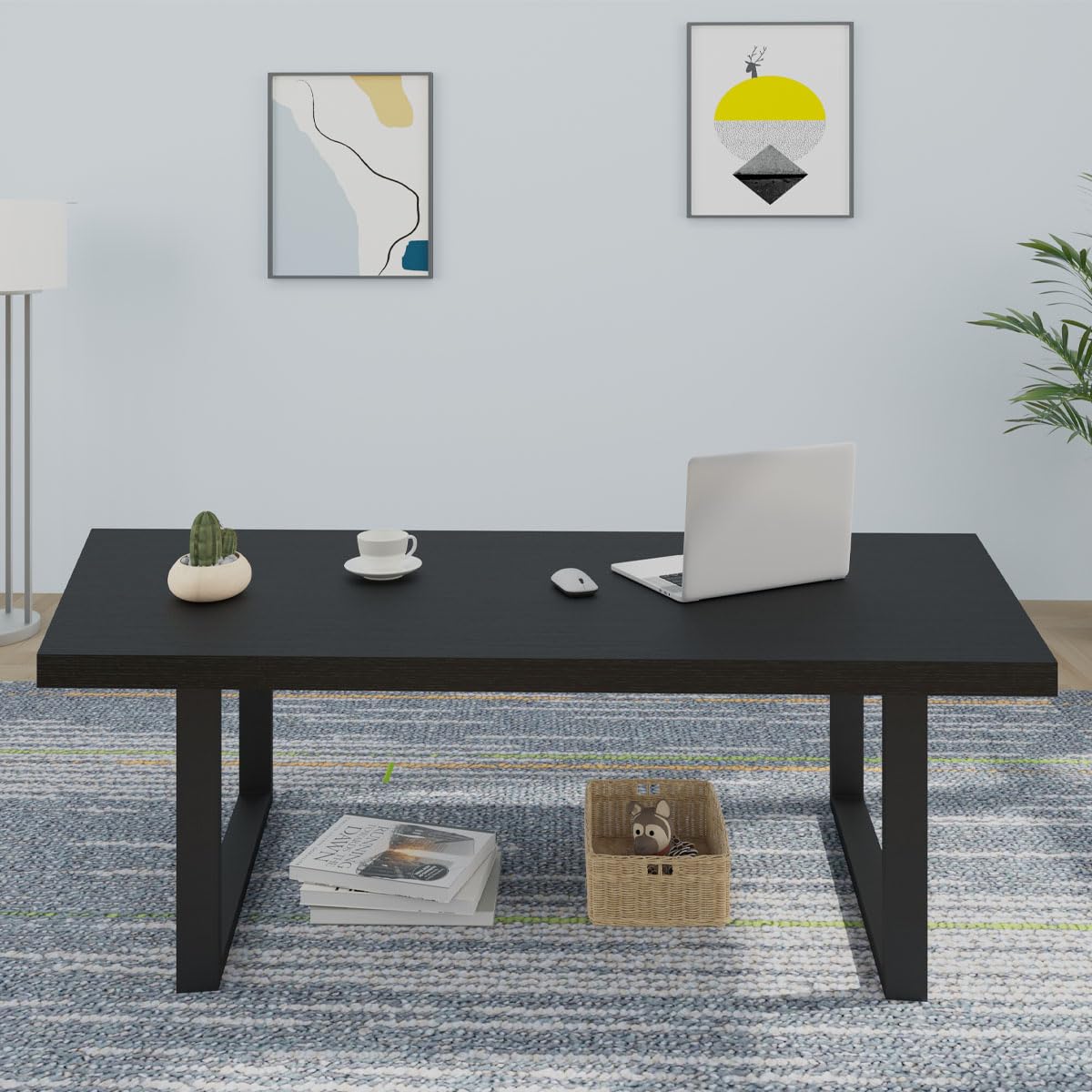 IBF Coffee Table Living Room Wooden Center Coffee Tables 120cm Black Oak