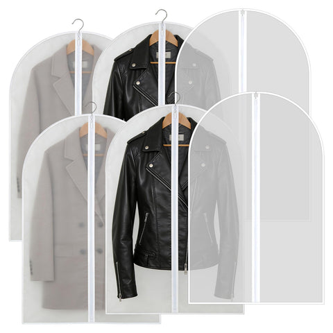 6 Pcs Long Garment Bags 60x100cm Waterproof Zip Clothes Covers