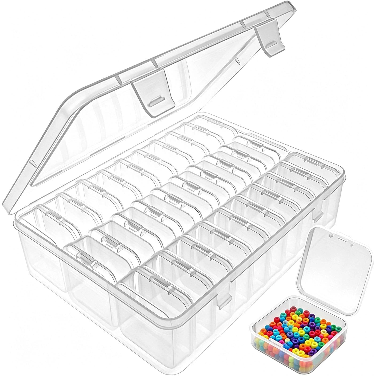 HAOQIAGA 30 Pcs Smal Bead Organiser Storage Box, Mini Bead Organiser Box