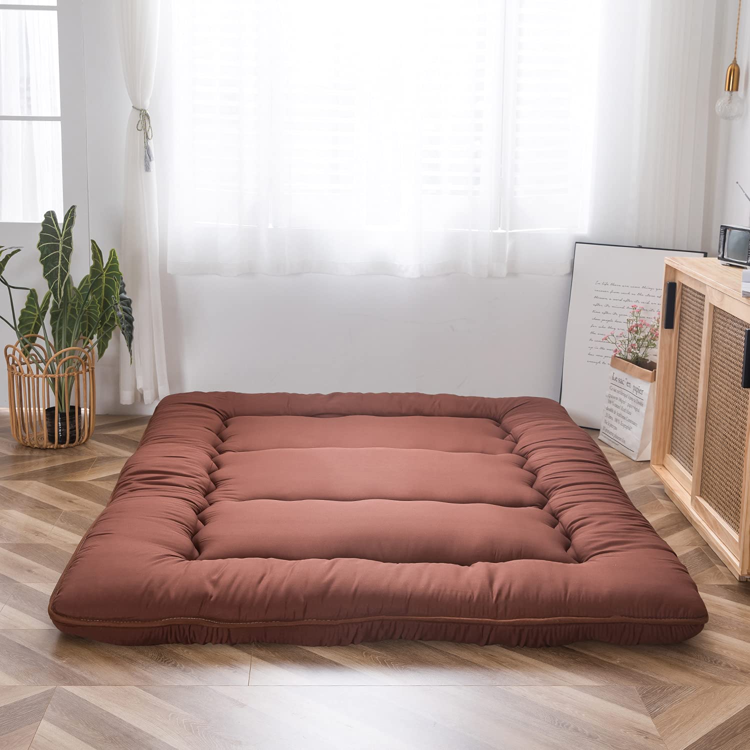 MAXYOYO Futon Mattress, Padded Japanese Floor Mattress Quilted Bed Mattress Topper