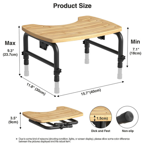 Yvsevnr Folding Squatting potty for Adult Toilet Stool, Adjustable Height 7-9 Inch, Bamboo Non-Slip Bathroom Step Stool, Squat Aid Stool for Kids