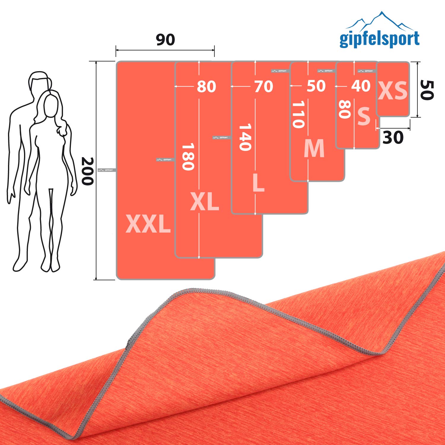 gipfelsport Microfibre Towel orange 1x M(110x50cm)