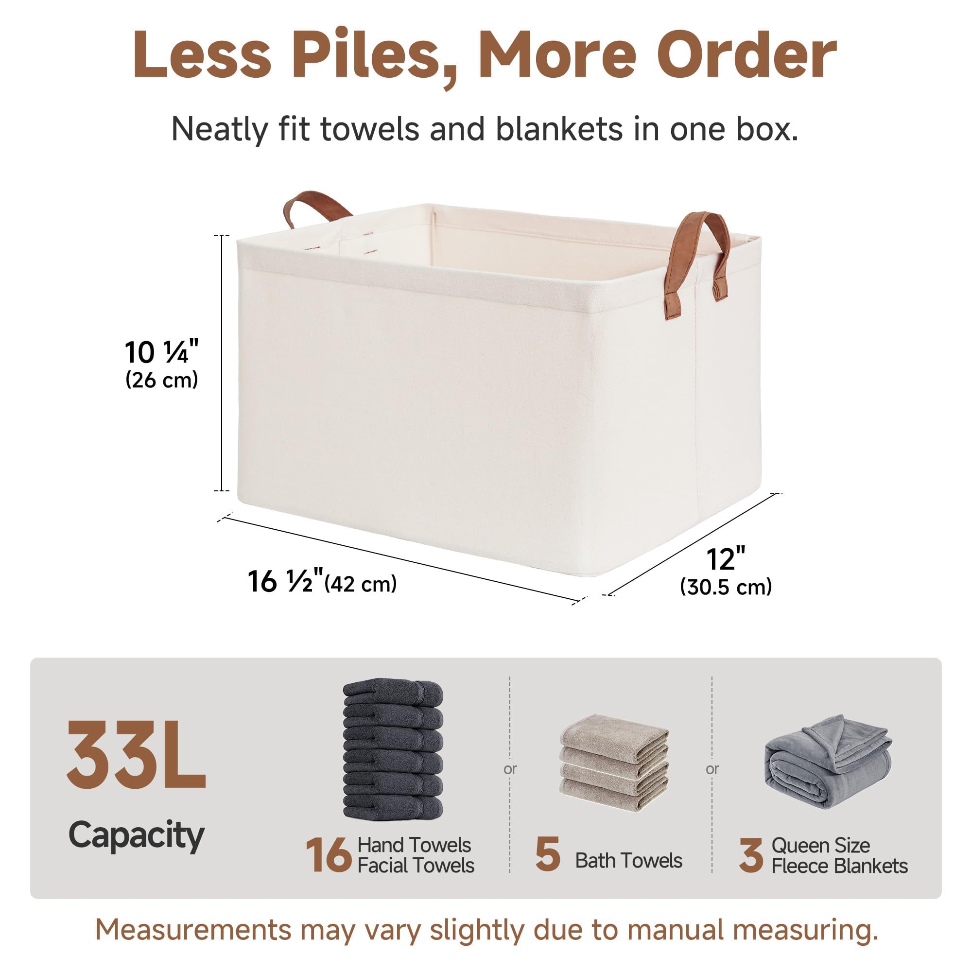 StorageWorks Fabric Storage Boxes for Shelves, Large Storage Baskets with Metal Frame, Foldable Clothes Storage Boxes