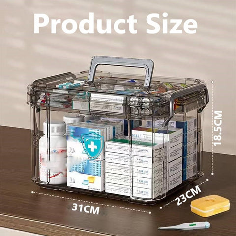 AouiSton Medicine Storage Box, 2 Layer First Aid Box Case Plastic Medicine Box Large Capacity Medical Box Storage Box Household Medicine Cabinet