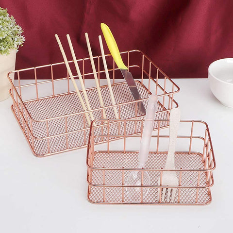 Wire Desk Basket 2 Pack Metal File Organizer Storage Baskets for Office