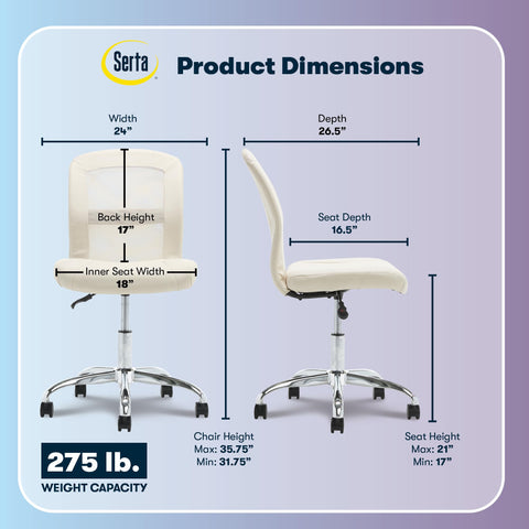 Serta Essentials Computer Chair, Inspiration Cream Faux Leather and Mesh