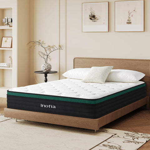 Inofia Small Double Mattresses 4FT, 10.6 Inch Hybrid Mattress with Zoned Pocket Spring