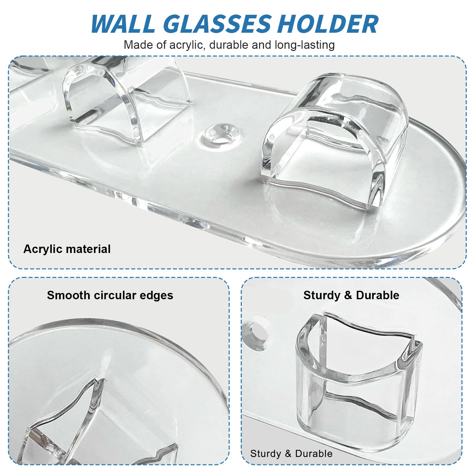 xyuayamz Sunglasses Organizer, Wall Mounted Sunglasses Organizer, Transparent Acrylic Glasses Holders, No Drilling Cradle, 6 Slot Sunglasses Display