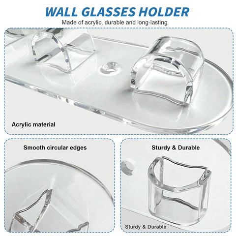 xyuayamz Sunglasses Organizer, Wall Mounted Sunglasses Organizer, Transparent Acrylic Glasses Holders, No Drilling Cradle, 6 Slot Sunglasses Display
