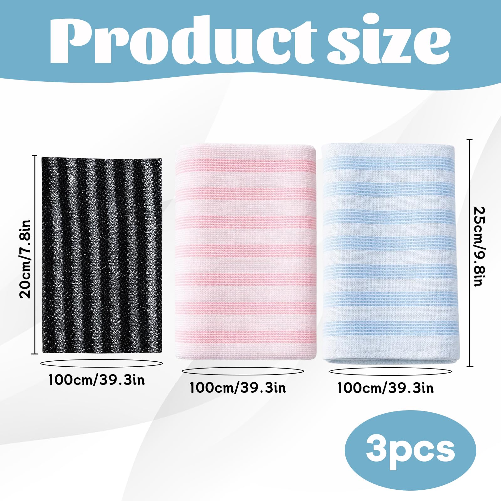 GxouQcn Exfoliating Towel, 3 Pack Body Exfoliation Towels for Gentle Skin Care, Deep Cleansing Shower Washcloths for Gym and Travel Use
