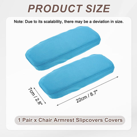 sourcing map Chair Armrest Slipcovers Covers, 22 x 7cm Polyester Removable Seat Hand Rest Protector for Office Chairs Desk Chair(Lake Blue)