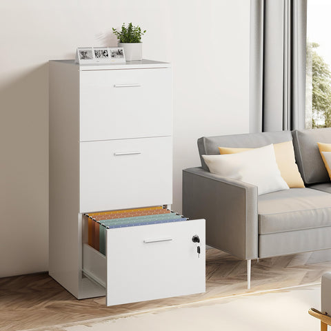 YITAHOME Lockable File Cabinet with 3 Drawers, White