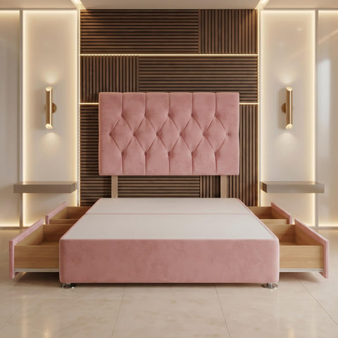 Bed Centre Ziggy Plush Small Single Divan Base 30" Headboard, Pink, 0 Draw