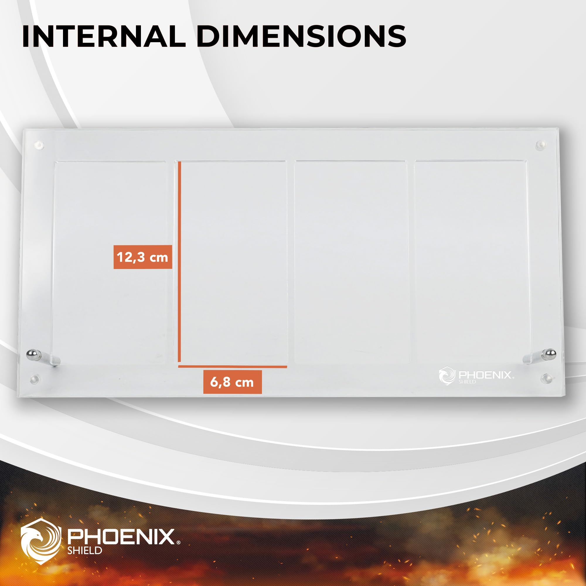 PHOENIX SHIELD | Transparent Acrylic Display Stand for 4 Boosters, Protection and Display of Trading Cards