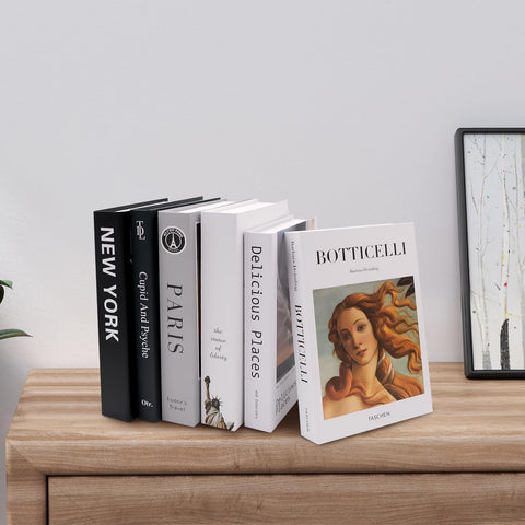 6 PCS Decorative Fake Books Set, Fashion Hardcover Display Books Foldable Faux Books for Home Decor for Coffee Table Bookshelf Office and Living Room