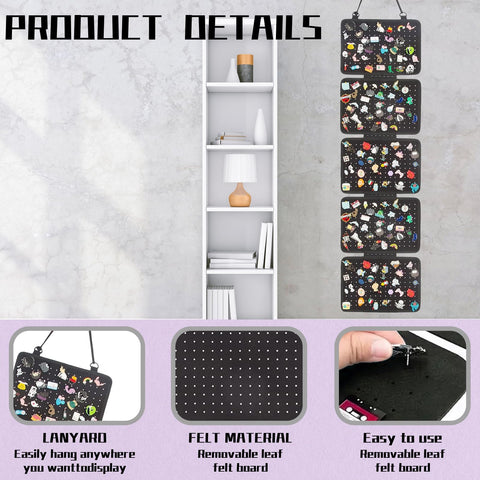 TUBAWD Pin Badge Display, Pin Display, Enamel Pins Displays – 5-Sheet Removable Felt Organizer Board with 850 Holes