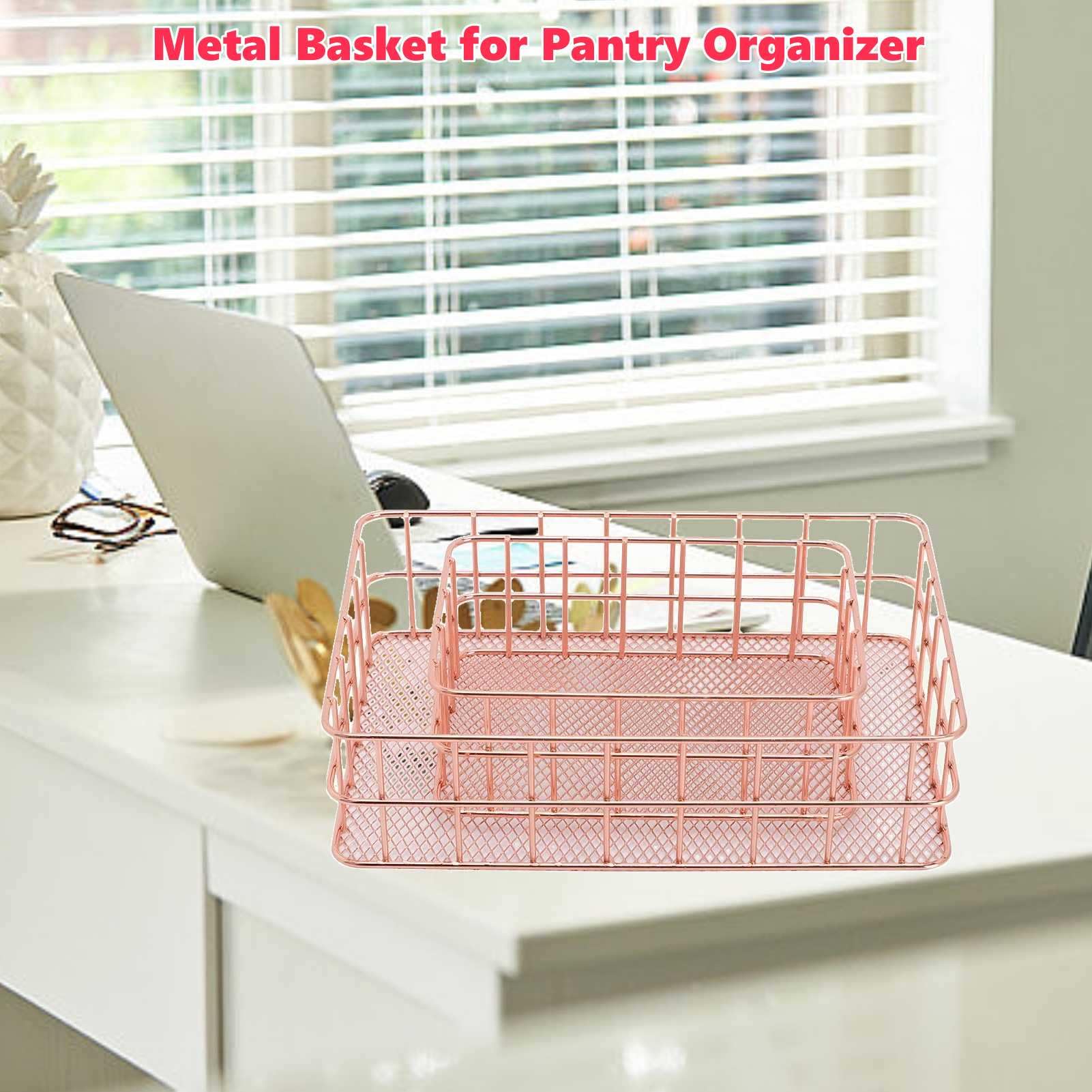 Wire Desk Basket 2 Pack Metal File Organizer Storage Baskets for Office