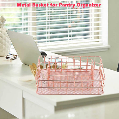 Wire Desk Basket 2 Pack Metal File Organizer Storage Baskets for Office