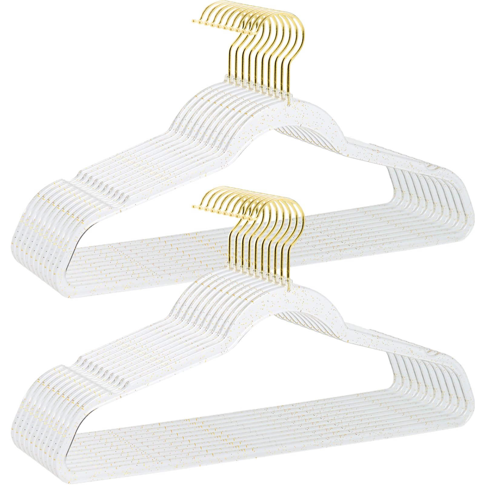 Clear Clothes Hangers 16", 20 Pack Plastic Coat Hanger for Adult Closet, Durable Bling Ganchos de Ropa with Swivel Hook