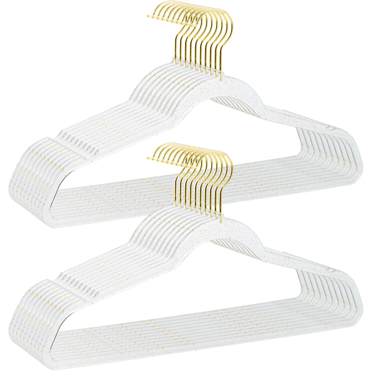 Clear Clothes Hangers 16", 20 Pack Plastic Coat Hanger for Adult Closet, Durable Bling Ganchos de Ropa with Swivel Hook