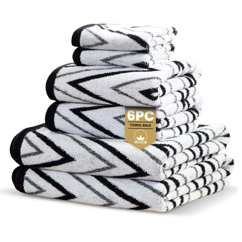 Rapport Home Helix 6-Piece Towel Bale, 100% Cotton 500GSM - Mono Black