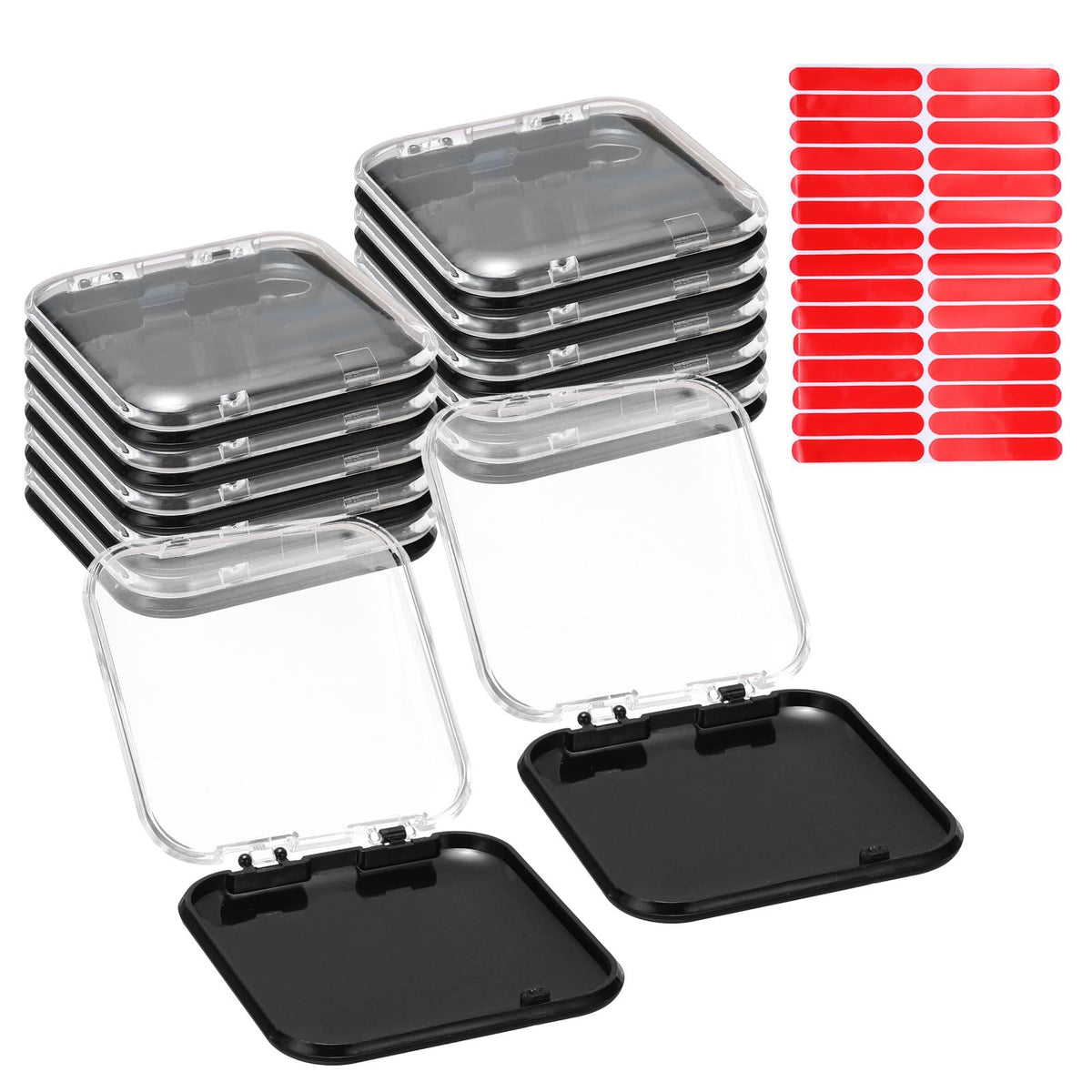 sourcing map 12 Pcs Press on Nail Storage Box with Adhesive Double Sided Tape, Acrylic Nail Display Box for Nail Salon Home Storage Supplies