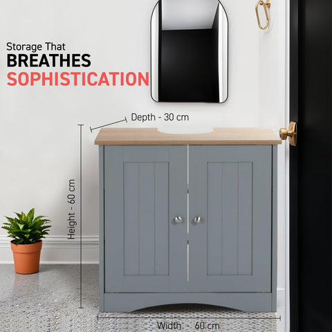 Timber Art Design UK Bathroom Sink Cabinet Bathroom Storage Cabinet Floor Under Basin with 2 Internal Shelves Freestanding Vanity Storage Cupboard